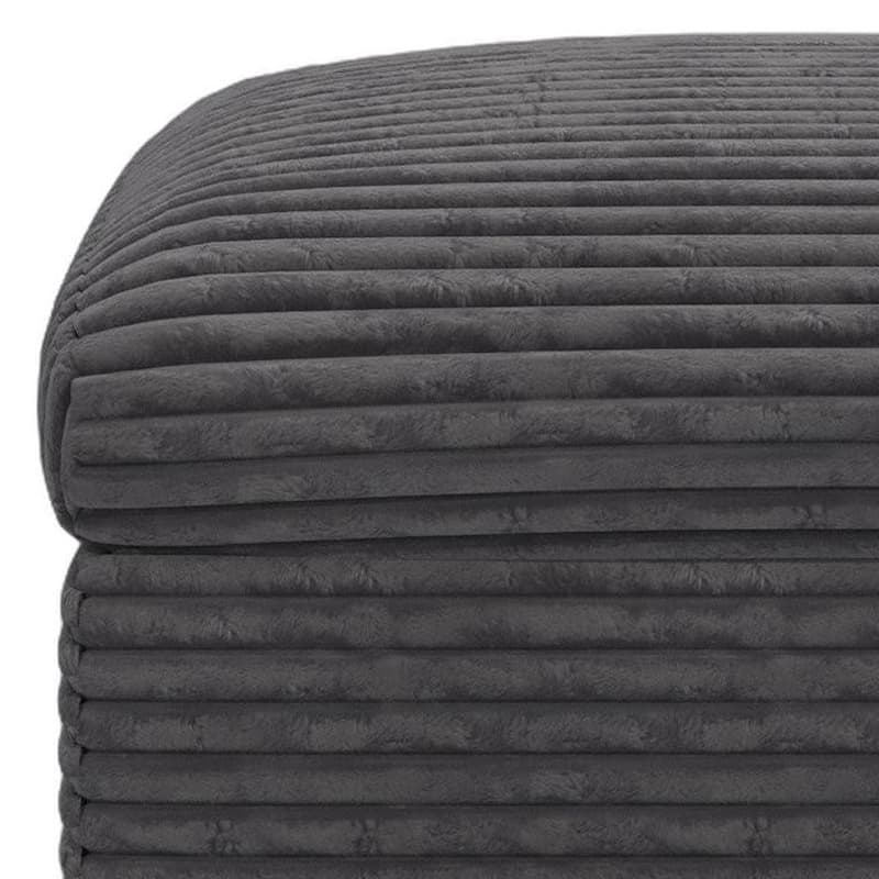 HomeRoots 30" Gray Corduroy Ottoman