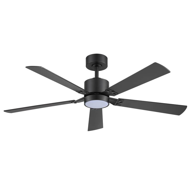52-Inch Matte Black Ceiling Fan with RGB LED Light and Remote((5 Reversible Blades)