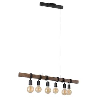 Eglo Violon 6-Light Black and Dark Brown Kitchen Island Pendant