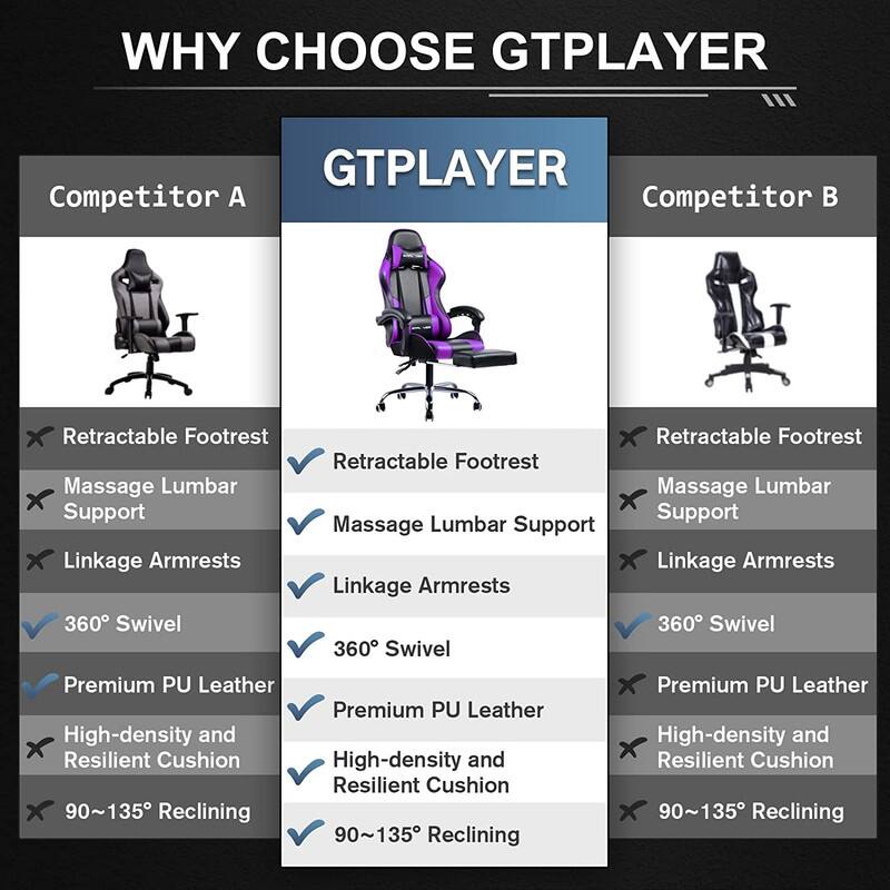 Lucklife Gaming Chair Computer Chair with Footrest and Lumbar Support for Office or Gaming