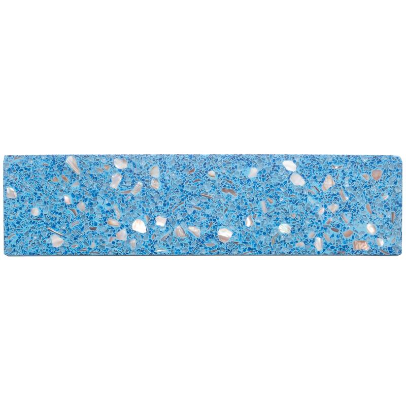 Amalfi 3x12 in. Glossy Shell, Terrazzo Elongated Subway Wall and Floor Tile (5 sq ft/case, 20-Pack) - Yosemite Blue with Copper flecks