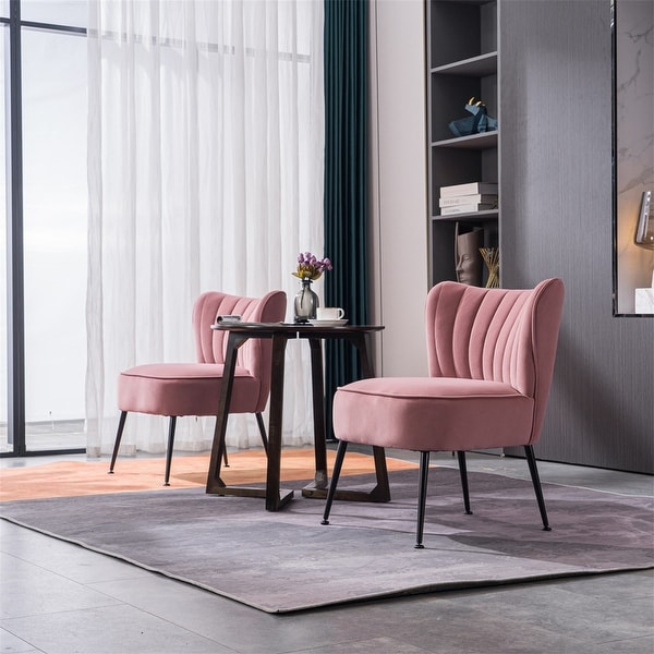 Modern New Accent Chair With Adjustable Black Metal Legs,Set of 2