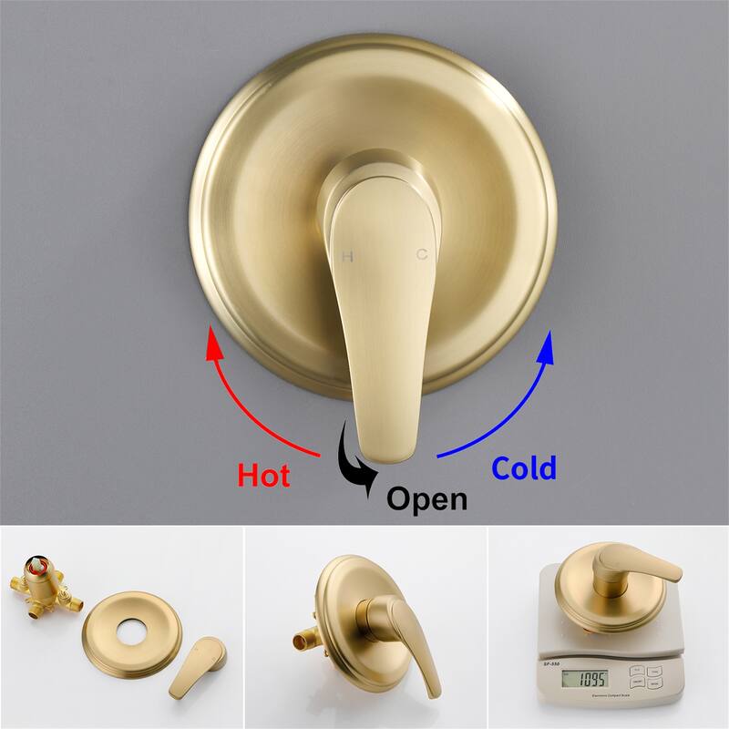 Wall Mount Dual Head Shower Faucet with Tub Spout Brass Complete Shower System with Hand Shower Valve Included