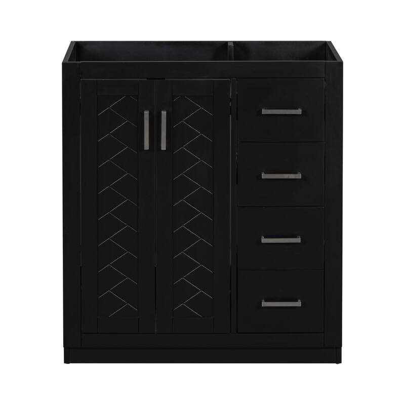 Retro Style Bathroom Vanity Cabinet with Solid Wood Frame, 3 Drawers, Soft-Closing Hinges - 29.53in L Solid Wood+MDF