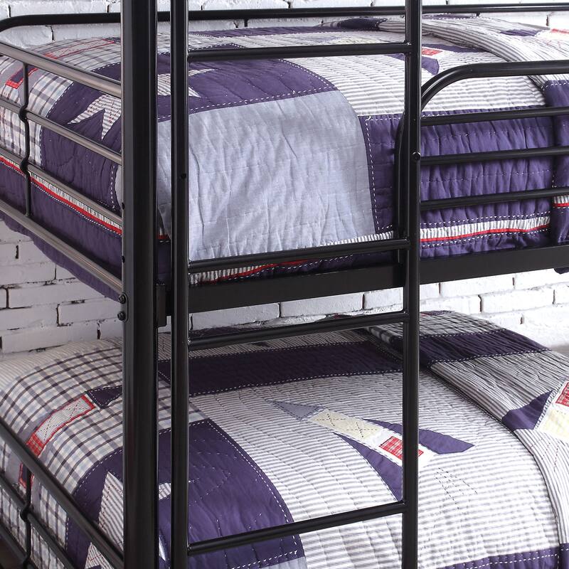 Zord Transitional Twin Metal Triple Bunk Bed with Slatted Guardrails by Furniture of America