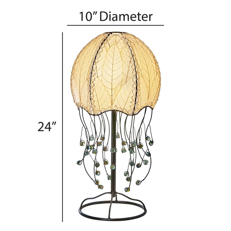 Eangee Handmade Jellyfish Table Lamp, Cocoa Leaves Shade, 10 x 10 x 24 in. - 10 x 10 x 24