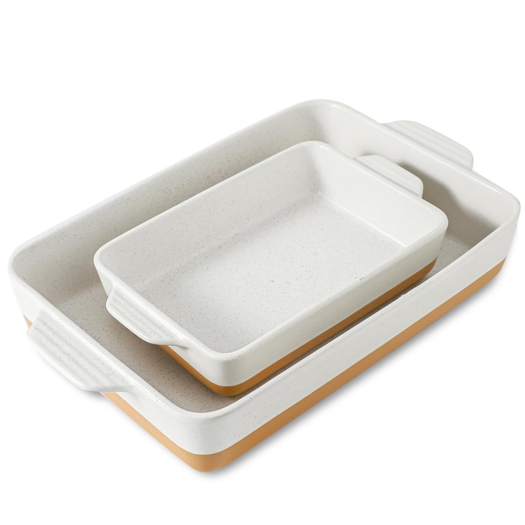 Ceramic Baking Casserole Dish with Handles, Large 9x13 inch Pan and Middle Baking Pan - Porcelain Serving Bakeware