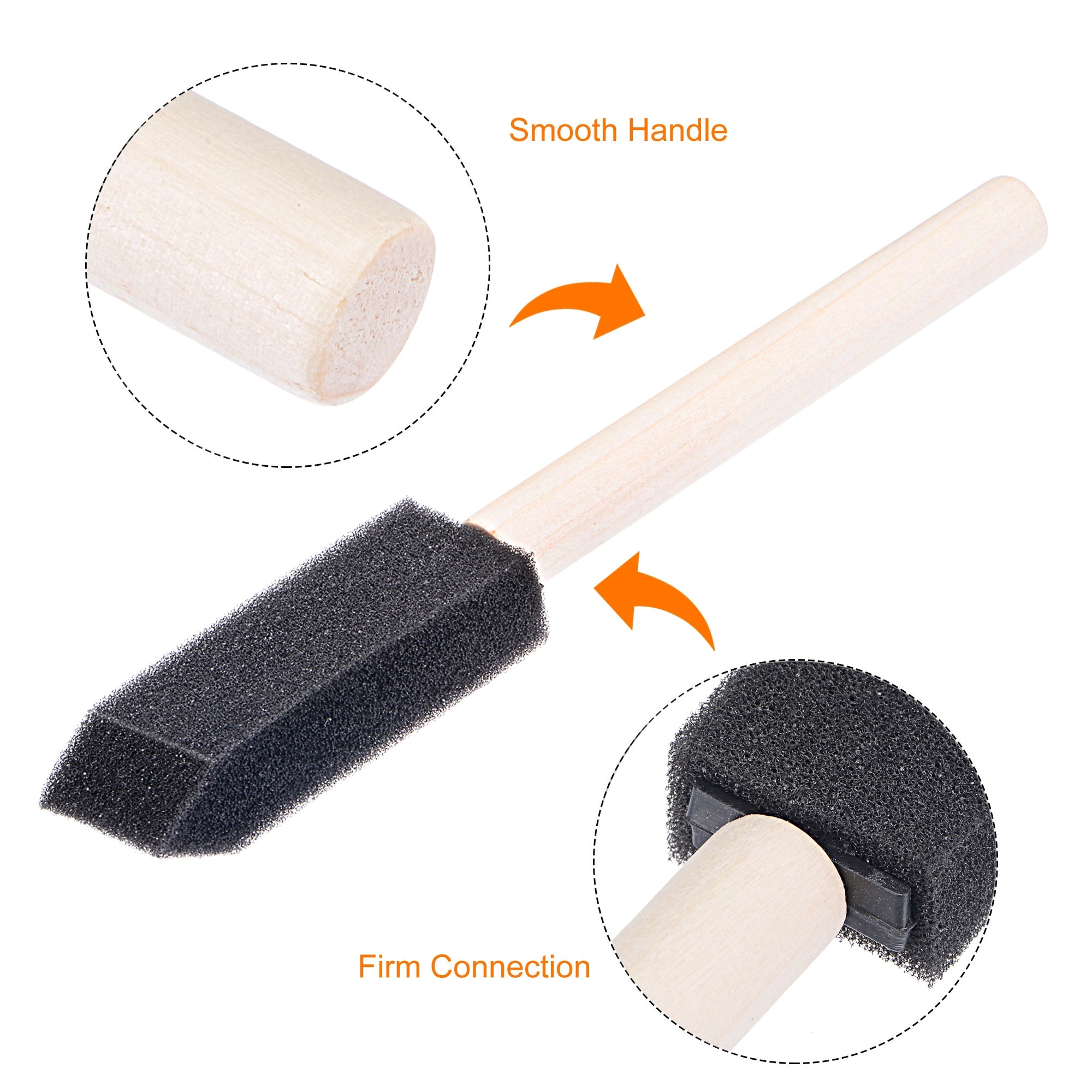 1 Inch Foam Paint Brushes Bevel Edge with Plastic Handle Sponge