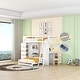 preview thumbnail 3 of 16, Twin Over Twin Bunk Bed with LED Lights & USB Ports, Storage Drawers, Shelves, Desk, and Safety Rails for Kids' Room, White