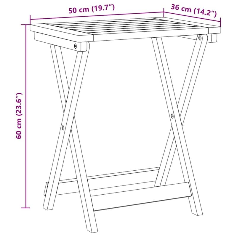 vidaXL Garden Table Natural wood Solid acacia wood with an oil finish - 14.2 x 19.7 x 23.6