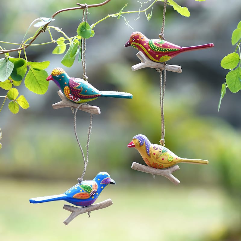 Novica Handmade Heaven Birds Wood Ornaments (Set Of 4)