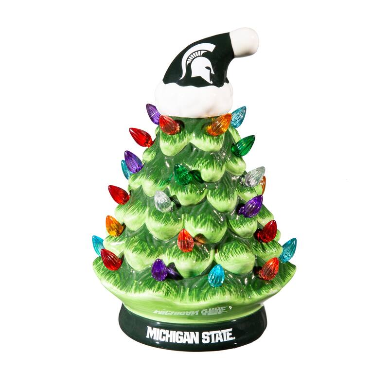 8" LED Ceramic Tabletop Christmas Tree, Michigan State University
