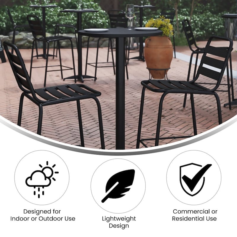 23.25" Round Aluminum Indoor-Outdoor Bar Height Table with Flip-Up Table