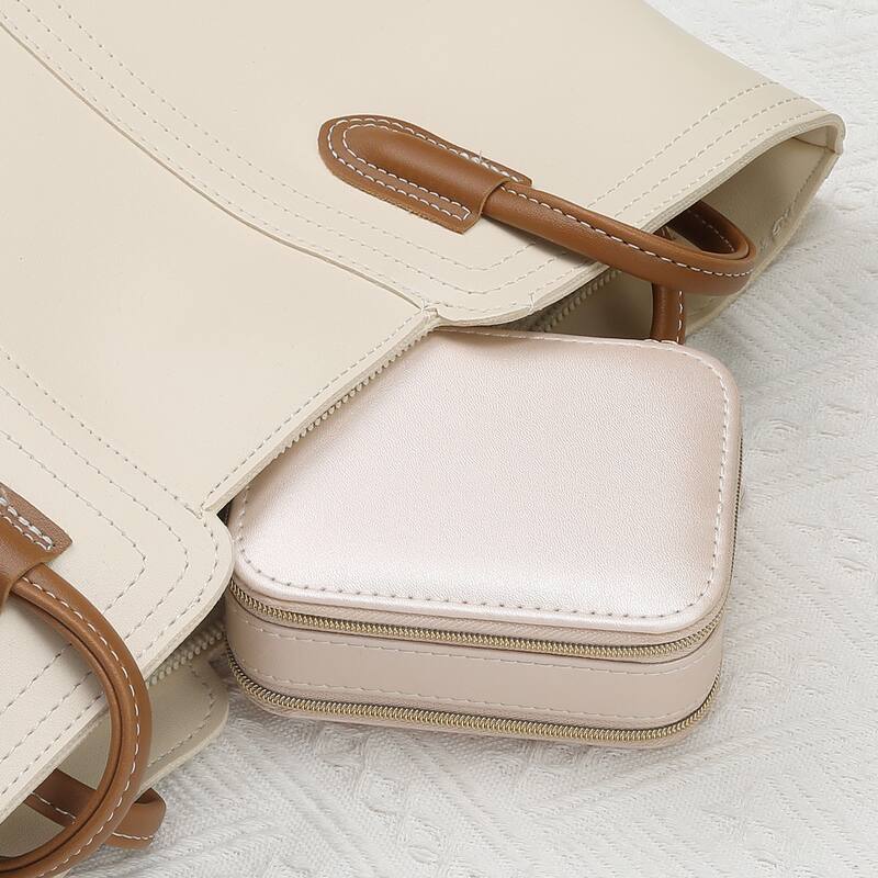 Travel Jewelry Box with Mirror for Girls' Gifts, Small Portable PU Leather Jewelry Organizer Case Storage Display Holder