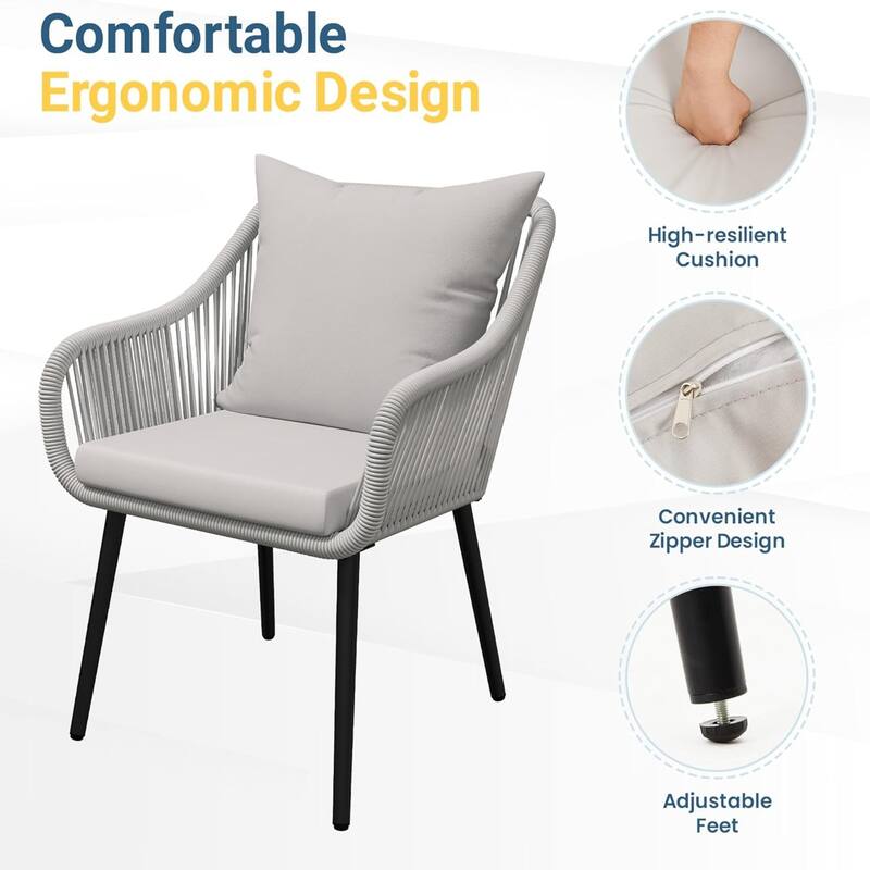 5-Piece Twisted Rattan Patio Dining Table Set with Umbrella Hole