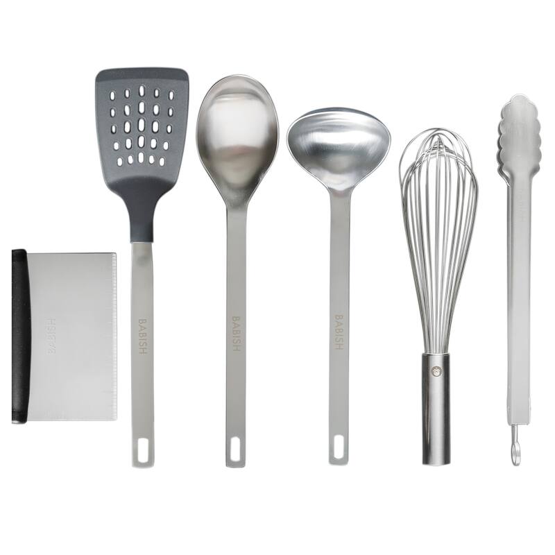 Babish 11 Piece Essential Wood, Silicone, and Stainless Steel Tool Set