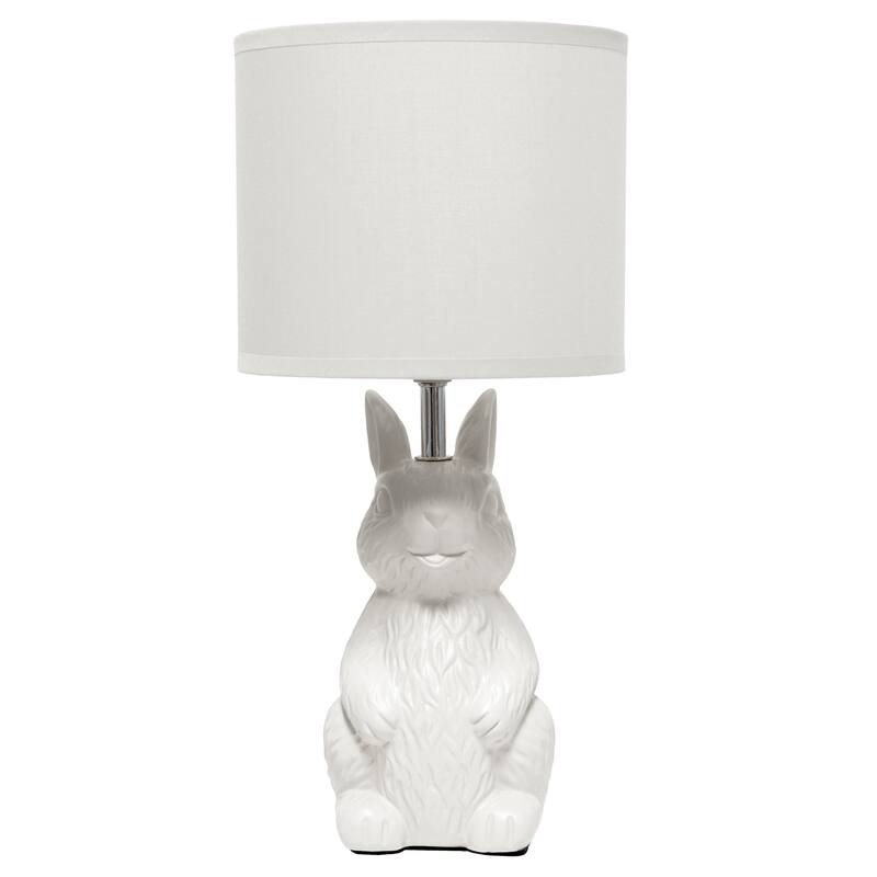16.33 in. White Finish Table Lamp with White Shade, Sturdy Table Lamp for Living Rooms and Bedrooms