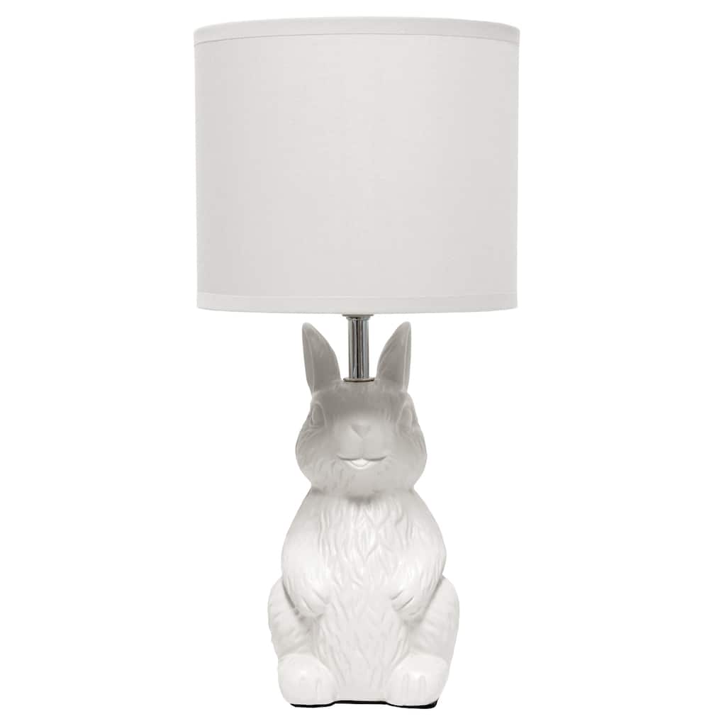 16.33 in. White Finish Table Lamp with White Shade, Sturdy Table Lamp for Living Rooms and Bedrooms