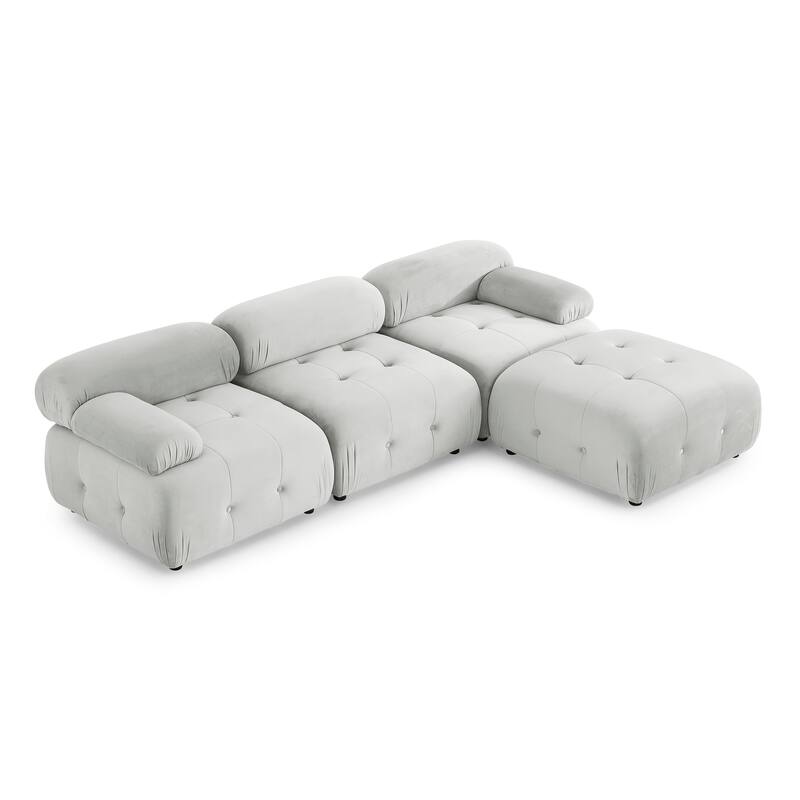 Ouyessir Modern Velvet Upholstered Large Modular Sectional Sofa with Removable Armrest