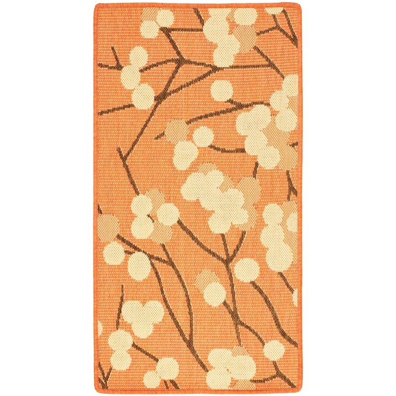SAFAVIEH Courtyard Delois Indoor/ Outdoor Waterproof Patio Backyard Rug - 2'3" x 6'7" - Terra Natural/Brown