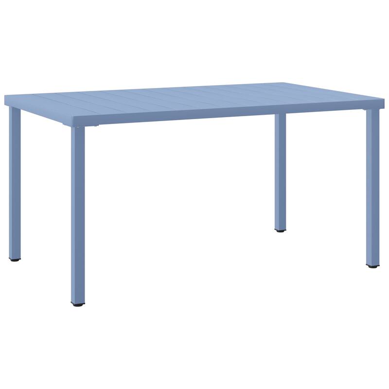 Frond and Form 59 Inch By 35.4 Inch Outdoor Steel Rectangular Dining Table - French Blue