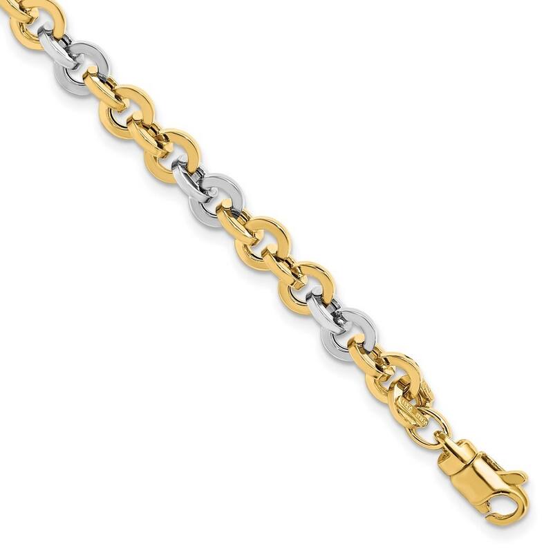Curata 14k Two tone Gold Polished Link Bracelet 7.5 Inch