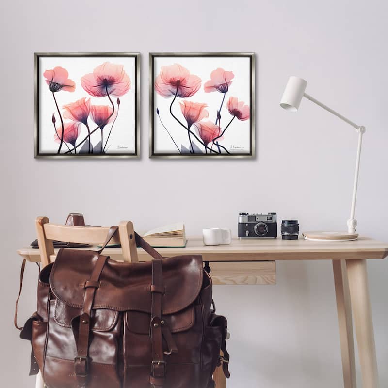 Stupell Various Faded Pink Flowers Framed Floater Canvas Wall Art Design By Albert Koetsier (Set of 2)