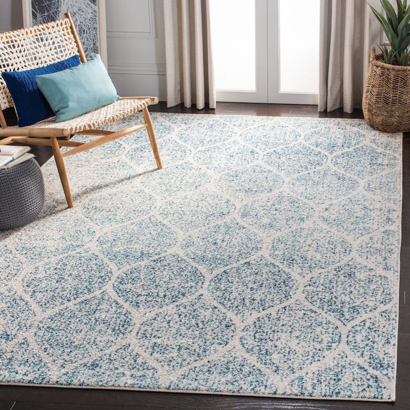 SAFAVIEH Madison Stella Boho Chic Ogee Trellis Rug - 6'7" x 9'2" - Cream/Turquoise