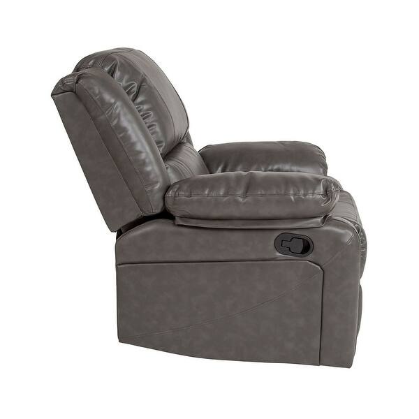 Shop Offex Contemporary Gray Leather Recliner With Padded Arms And