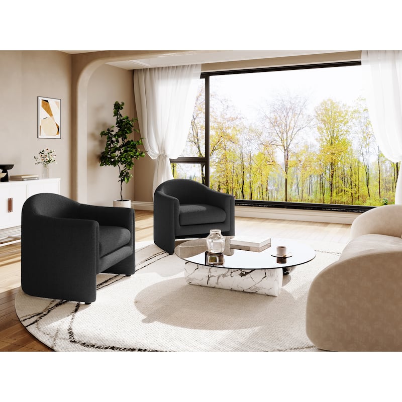32.3" Wide Upholstered Barrel Boucle Velvet Accent Chair