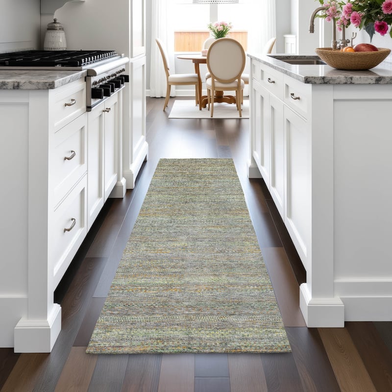 Machine Washable Indoor/Outdoor Modern Stripes Chantille Rug