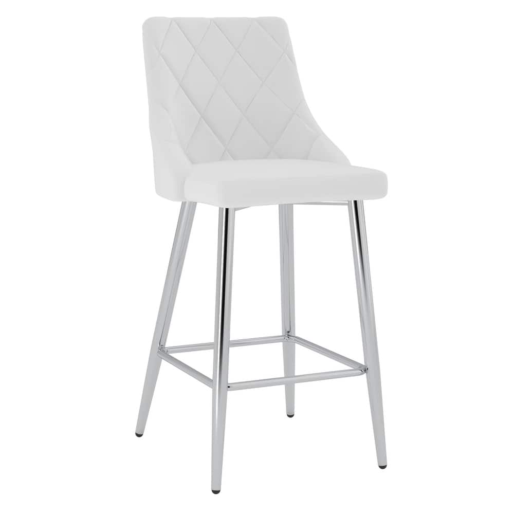Contemporary Faux Leather and Metal 26" Counter Stool, Set of 4