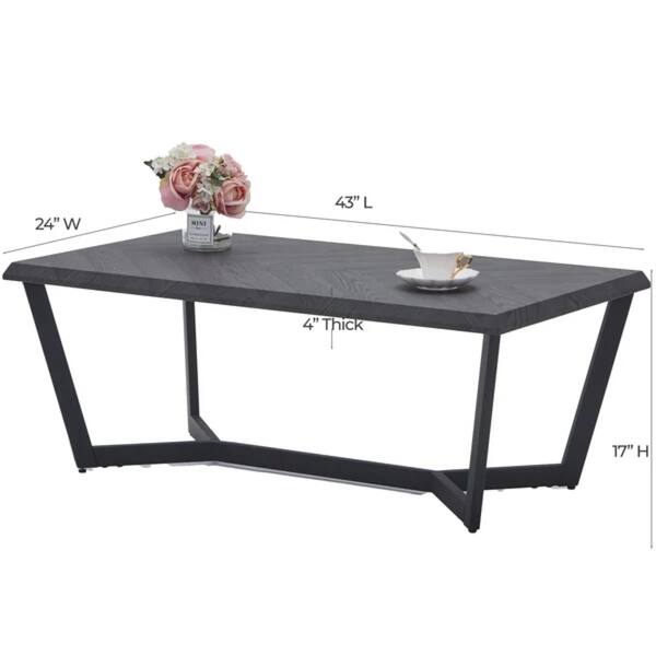 dimension image slide 1 of 2, Strata Orion Coffee Table Wood Top Metal Base Modern Accent Table