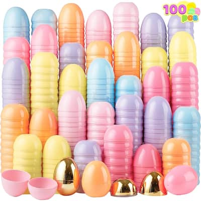 100Pcs Fillable Pastel Plastic Easter Eggs with 2 Gold Eggs