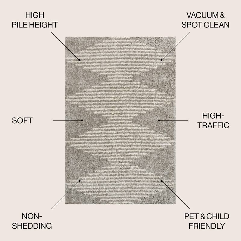 JONATHAN Y Arenal Diamond Stripe Geometric Shag Area Rug