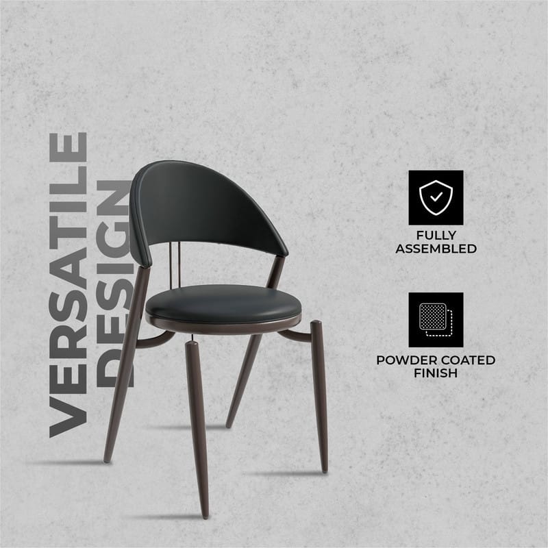 Venice Series Modern Leather Dining Chair - Curved Open Back Accent Chair - Industrial Metal Leg Restaurant & Home Seating