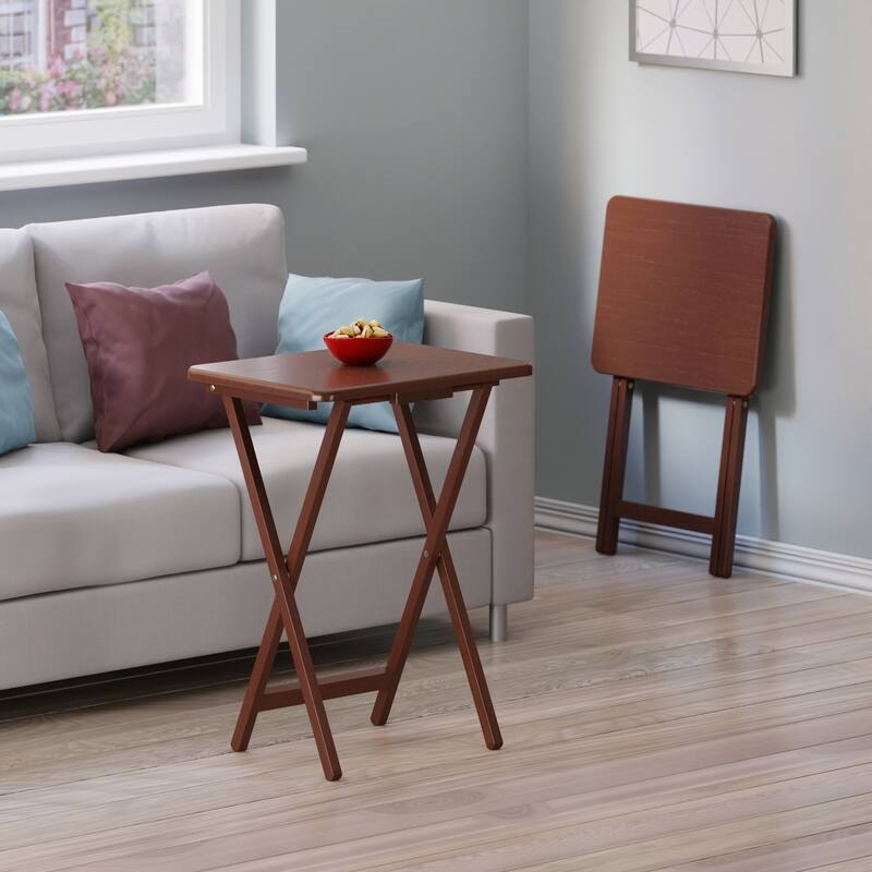 Alex Set of 2 Snack Tables Walnut Finish