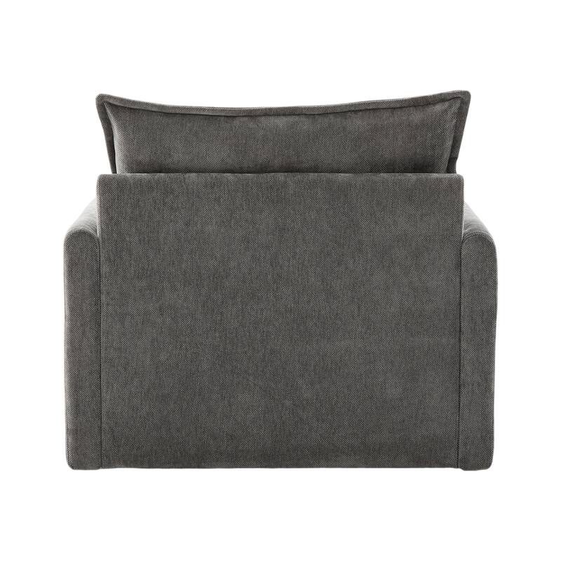 Chenille 360° Swivel Barrel Chair with Memory Foam and Side Pockets