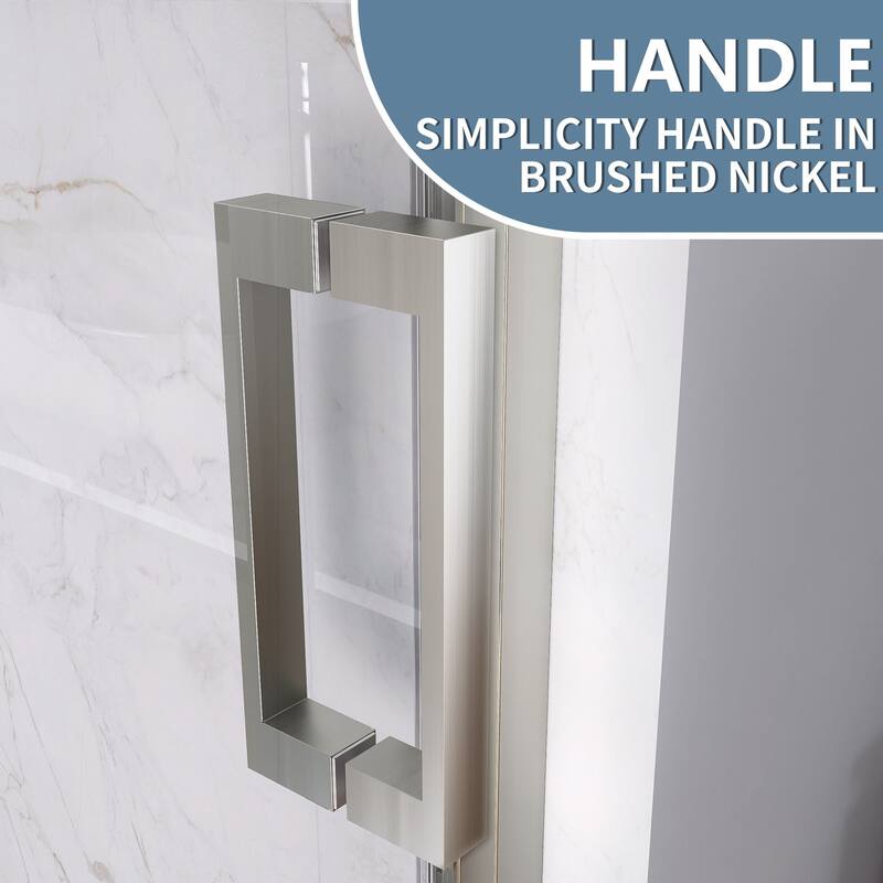 48" x 74" Glass Shower Door Framed Sliding Adjustable Brushed Nickel Clear Shower Enclosure with Hardware Kit