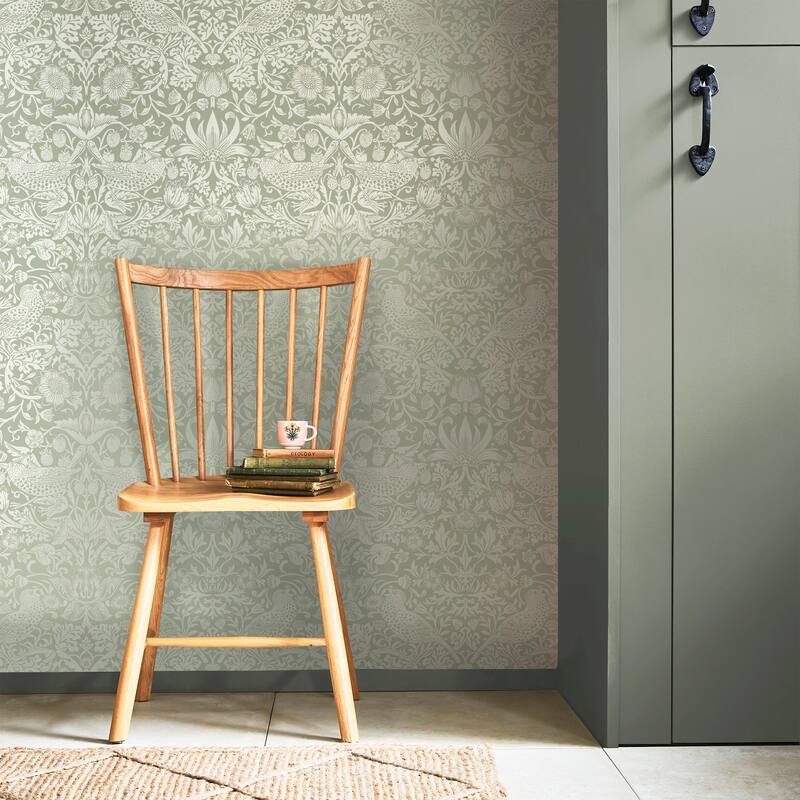 William Morris Strawberry Thief Fibrous Sage Wallpaper