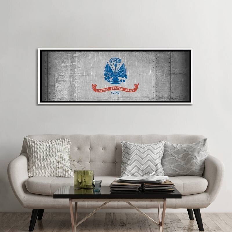 iCanvas "U.S. Army Flag (Riveted Metal Background) I" by iCanvas Framed Canvas Print