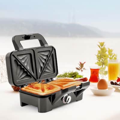 3 in 1 Waffle Maker Electric Panini Press Grill w/Non-Stick Plates
