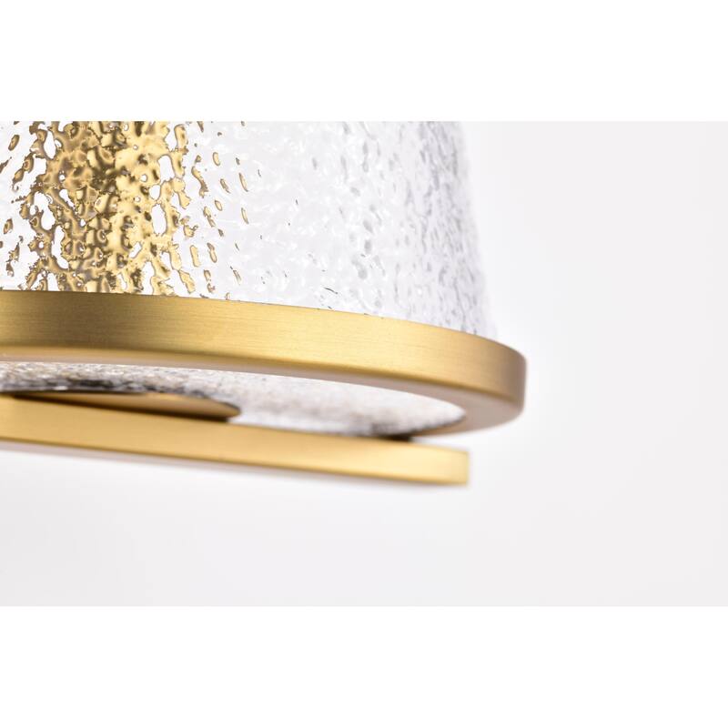Valentine 2 Light Vanity Vintage Brass Finish Hammered Glass - Vintage Brass