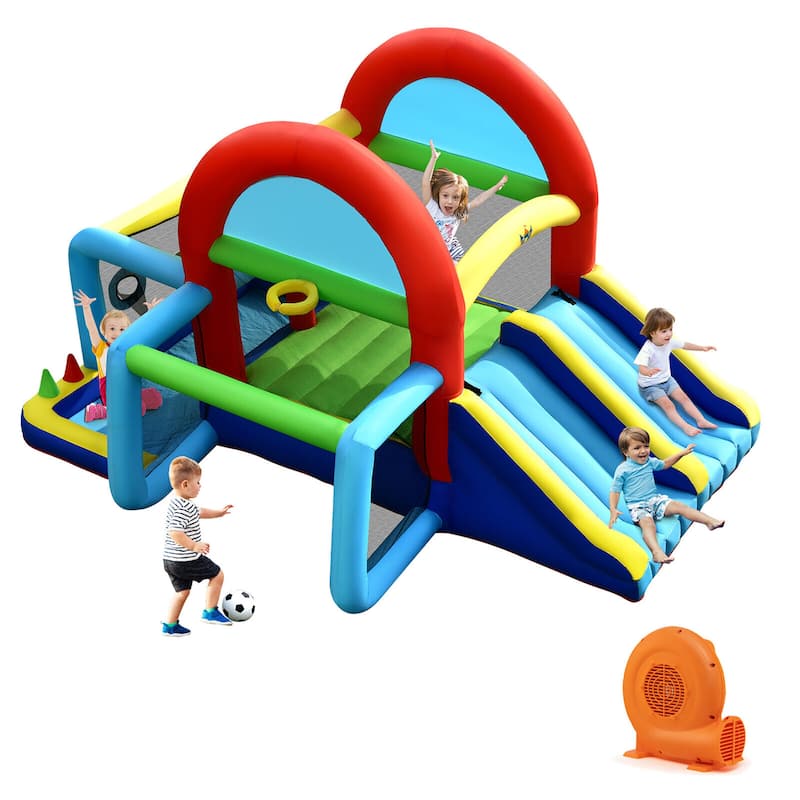 Gymax Inflatable Bounce House Kids Bouncy Jumping Castle w/ Dual - Green - Kids