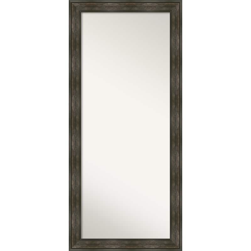 Non-Beveled Wood Full Length Floor Leaner Mirror - Rail Rustic Char Frame - Rail Rustic Char - Outer Size: 30 x 66 in