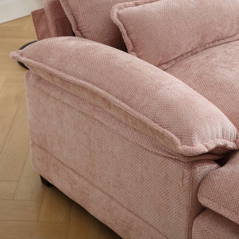 U-shaped Recliner Sofa Chenille Upholstered Chaise Sectional Sofa Symmetrical Reclining Couch with Double Thick Cushions