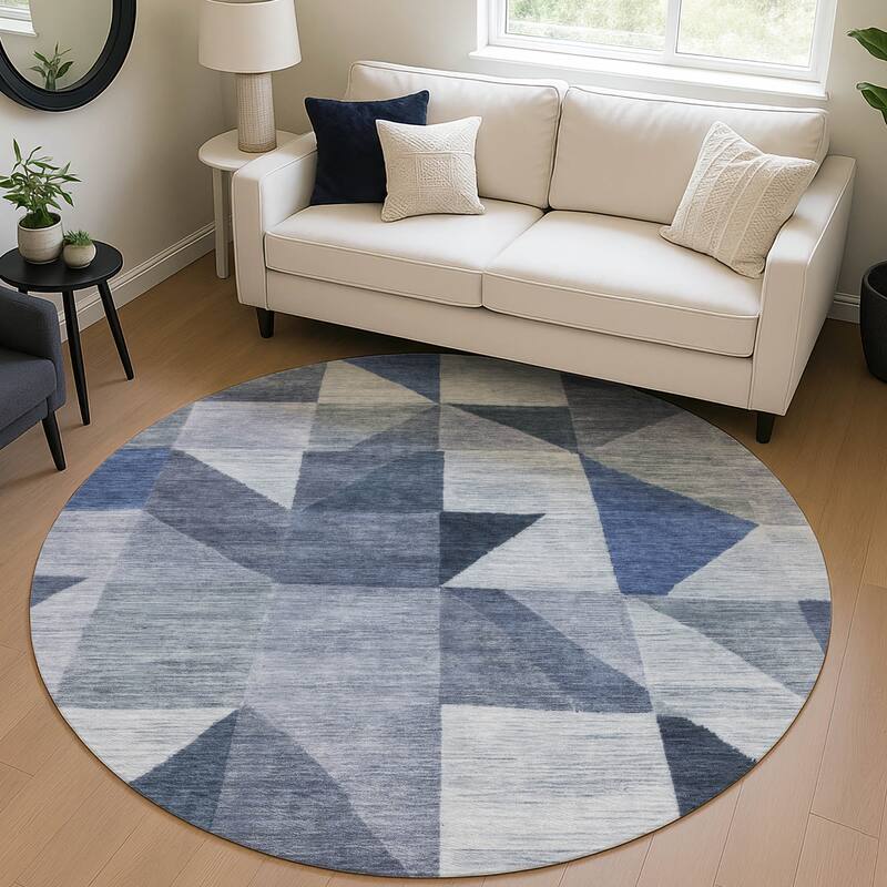 Machine Washable Indoor/ Outdoor Geo Rubi Chantille Rug