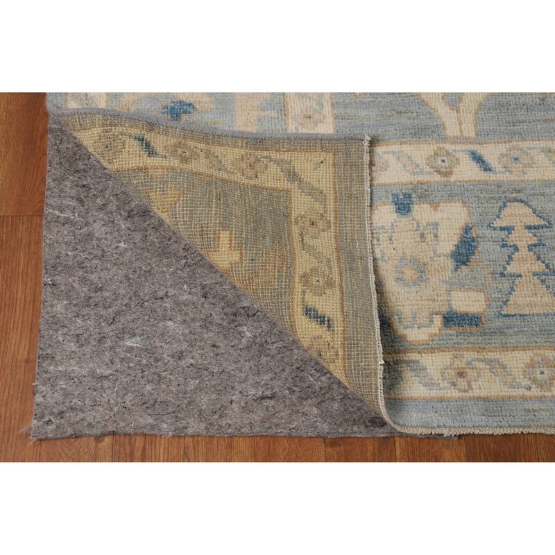 Hand Knotted Oriental 100% Wool Carpet Transitional All-Over Navy Blue & Blues Oushak Area Rug - 9' 11'' X 8' 6''