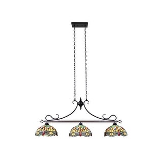 Tiffany Style Dragonfly Design 3-light Linear Island Fixture