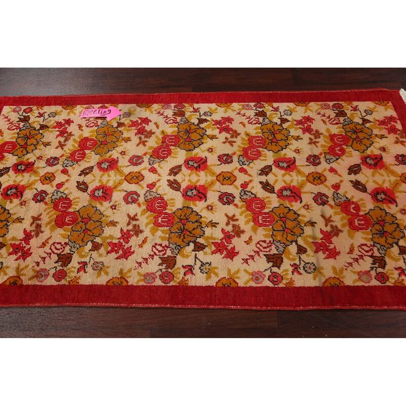 Antique Floral Kerman Persian Area Rug Hand-knotted Wool Carpet - 3'4" x 6'4"